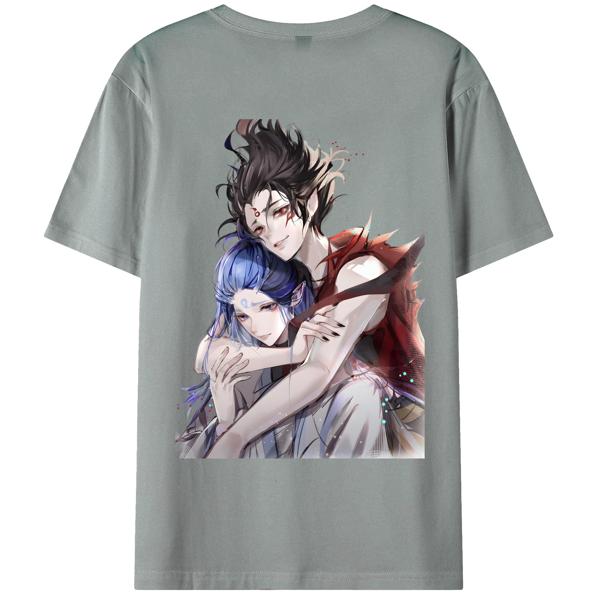 （画像用） Ne Zha 2 ナタ 魔童の大暴れ 綿100％ メンズ半袖Tシャツ（バックプリント） 通気性